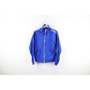 Vtg 70s Streetwear Womens Small Striped Full Zip Warm Up Soccer Track Jacket USA